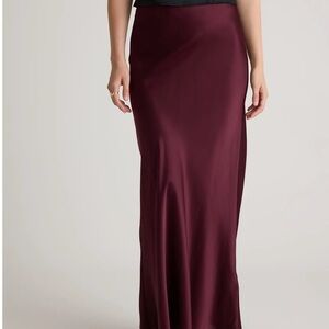 Quince Burgundy Silk Maxi Skirt